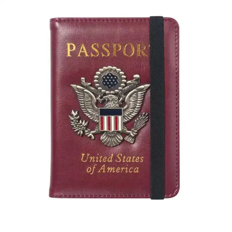 Portable Rfid Blocking Pu Leather Passport Travel Wallet Case