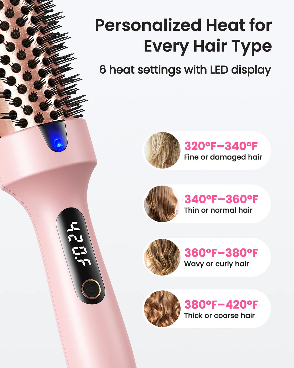 Bopcal Heated Curling Iron Brush For Salon Quality Hair Styling