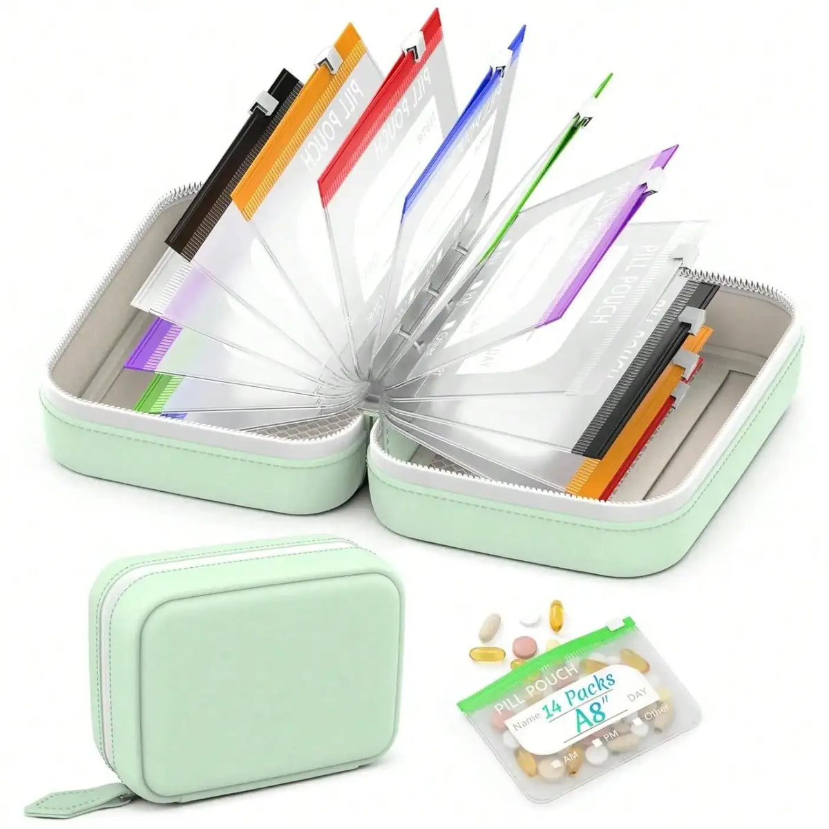 Waterproof Silicone Medicine Pouch With Zipper And Weekly Organizer