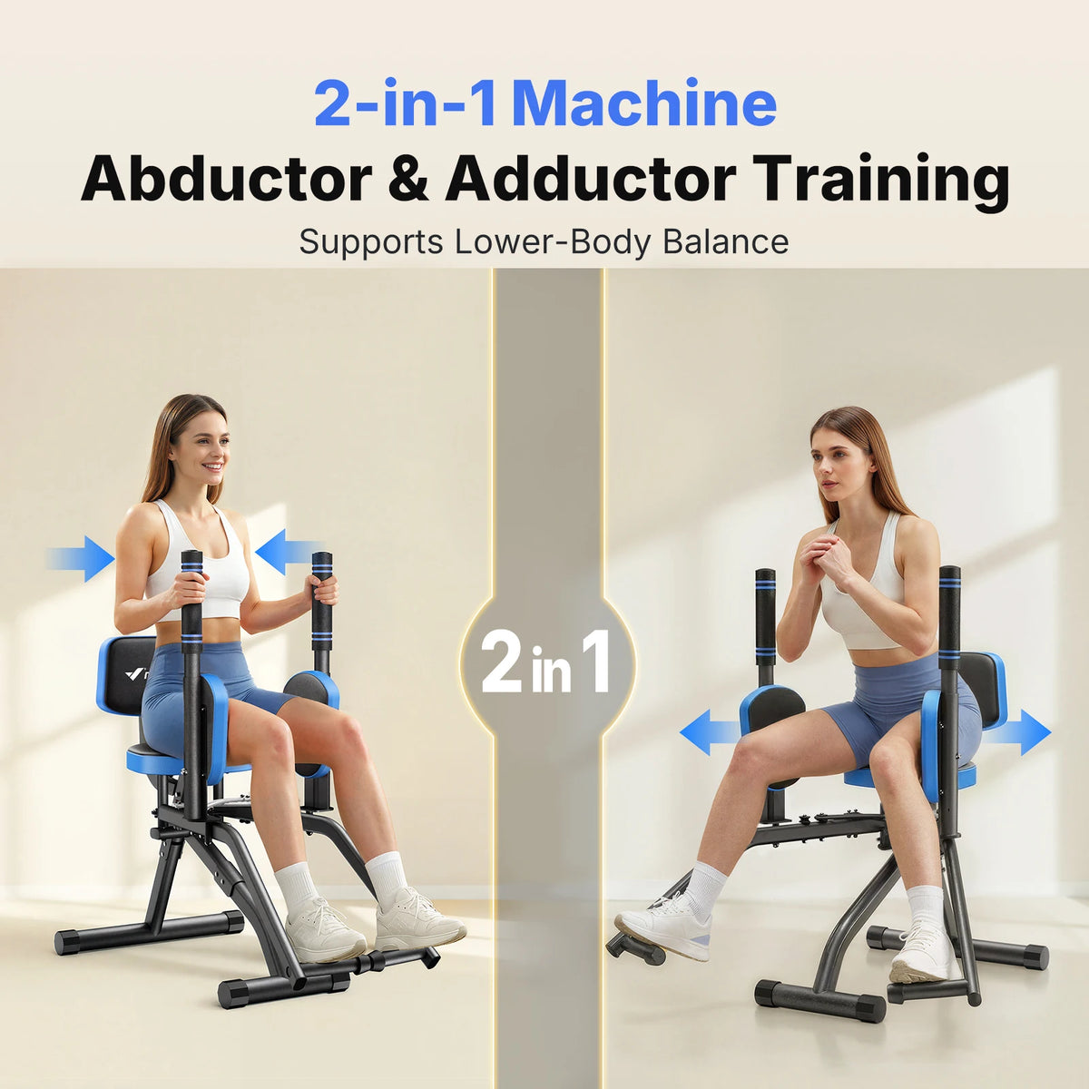 Merach Hip Abductor Machine Adjustable Resistance Glute Trainer With Bands