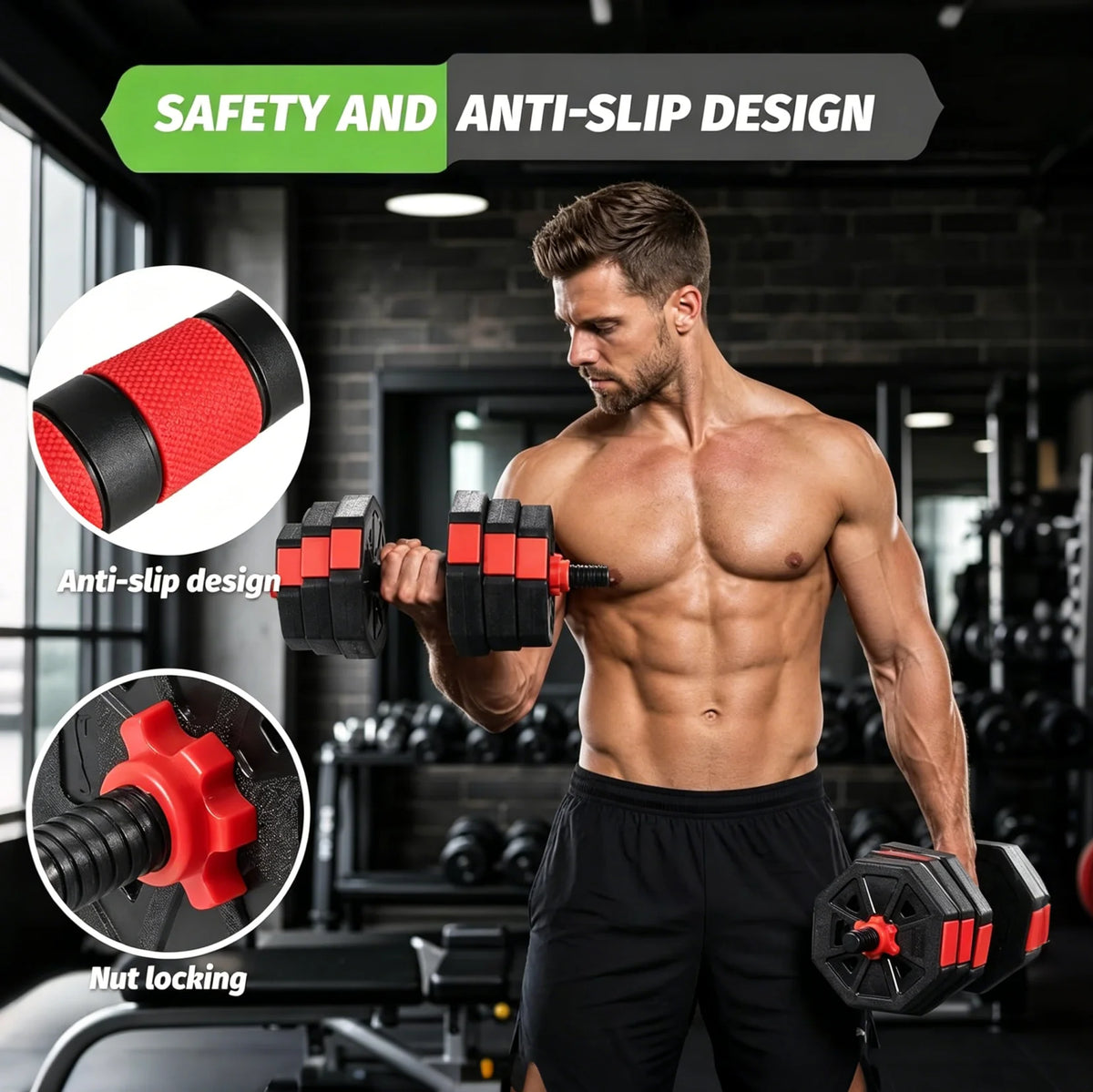 Adjustable Convertible Dumbbell Barbell Set For Home Strength Training
