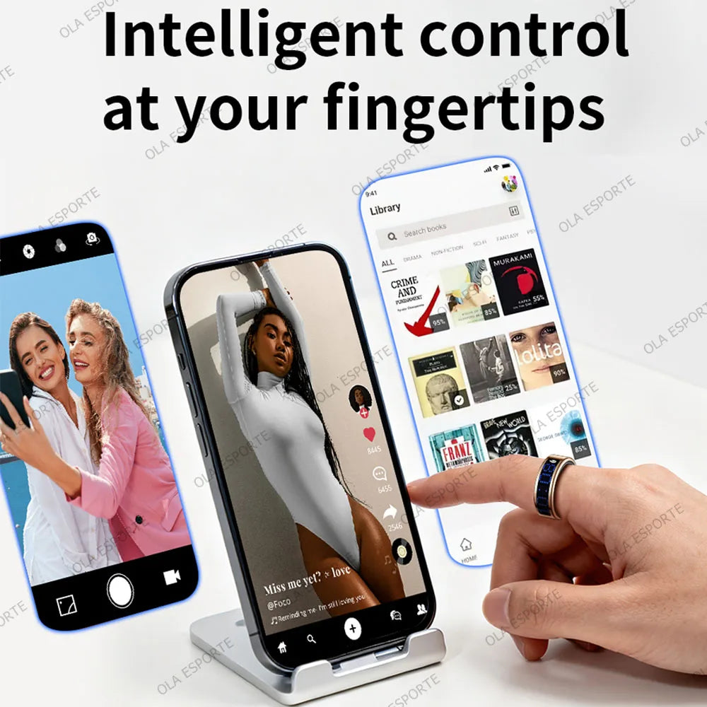 Ola Esporte Smart Ring LED Display Heart Rate Blood Oxygen
