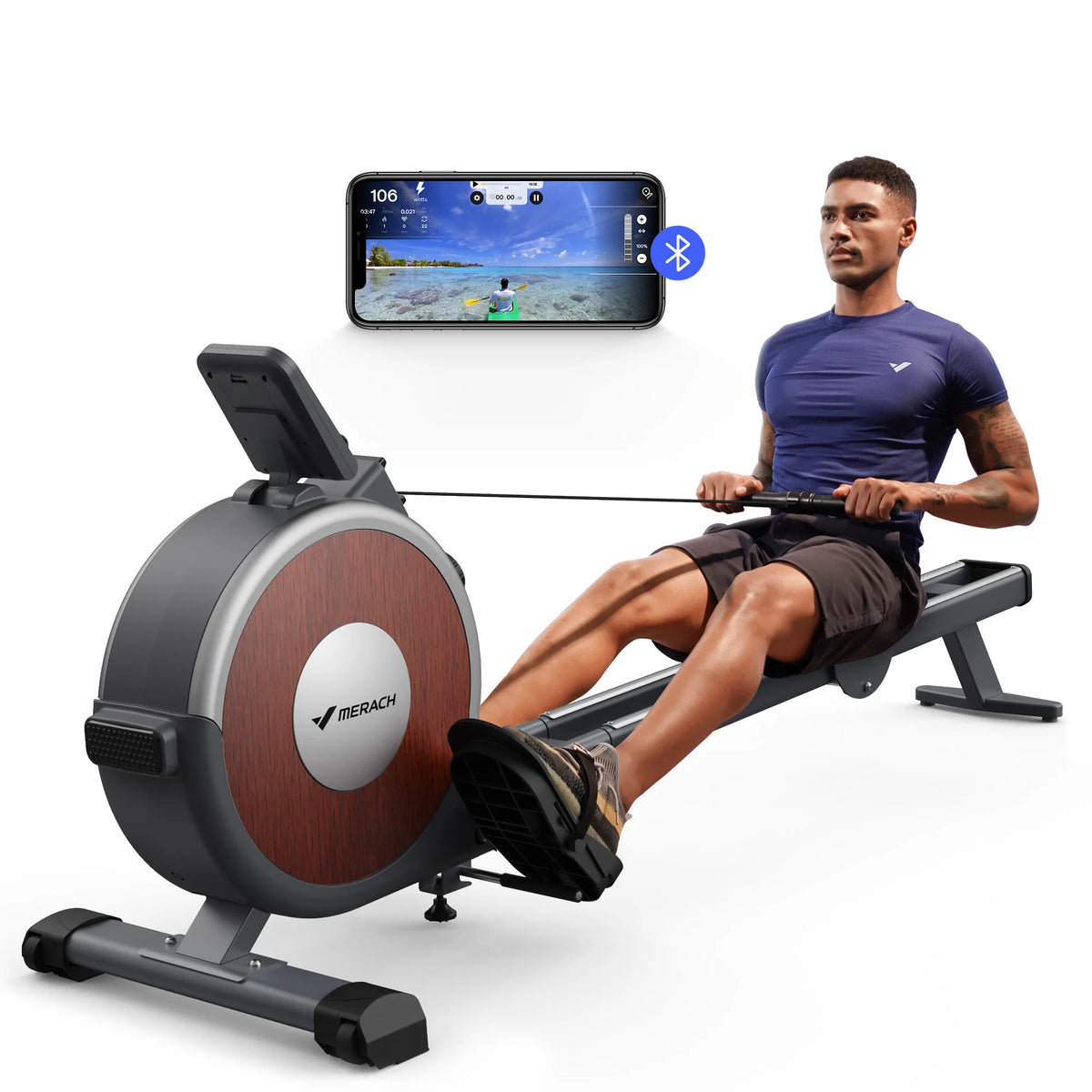 MERACH Magnetic Rowing Machine With Quiet Resistance And Bluetooth
