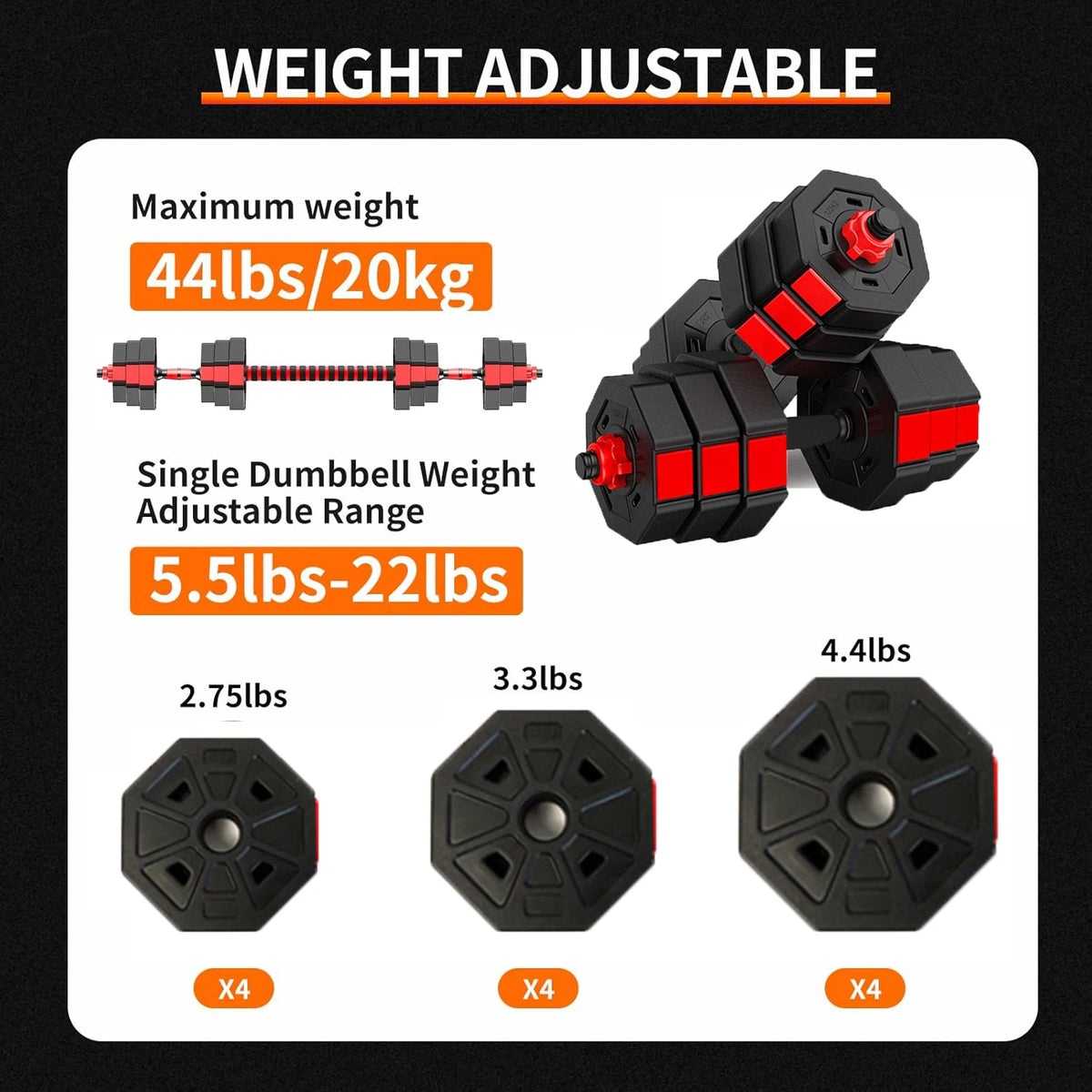 Adjustable Convertible Dumbbell Barbell Set For Home Strength Training