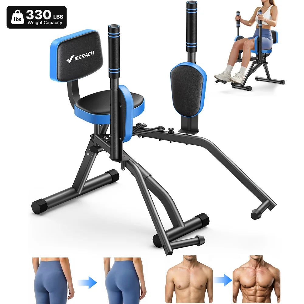 Merach Hip Abductor Machine Adjustable Resistance Glute Trainer With Bands