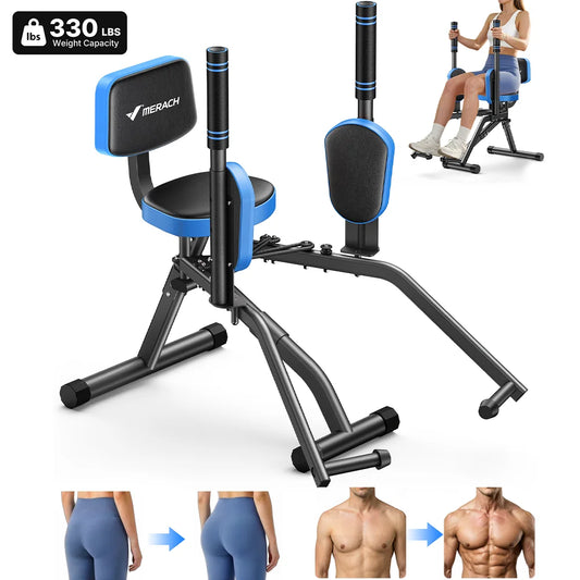 Merach Hip Abductor Machine Adjustable Resistance Glute Trainer With Bands