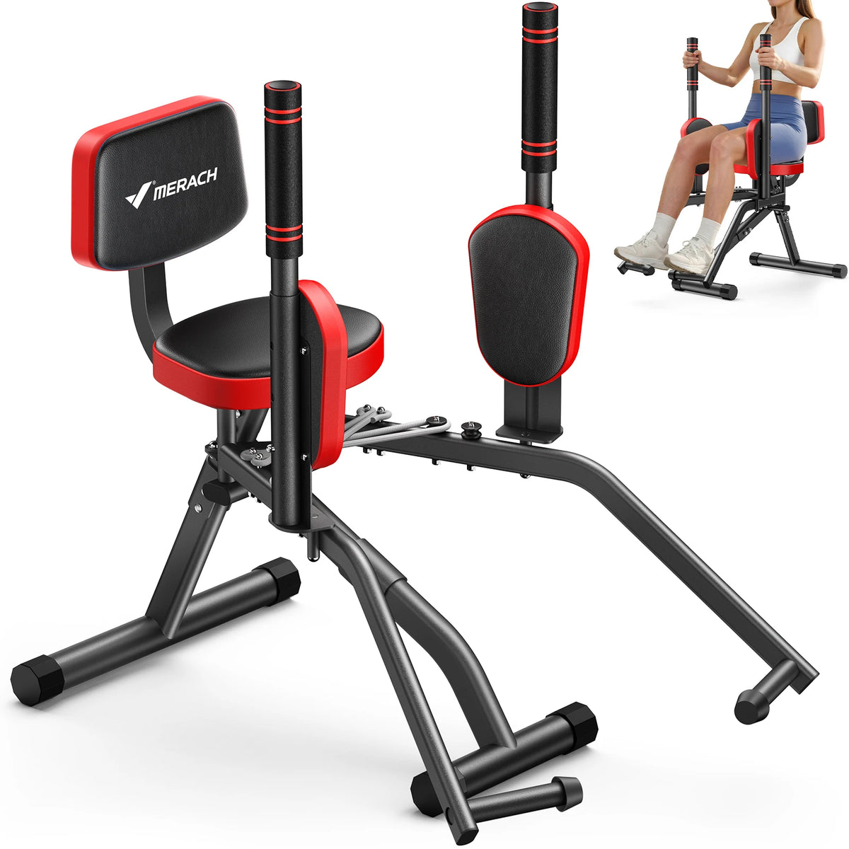 Merach Hip Abductor Machine Adjustable Resistance Glute Trainer With Bands