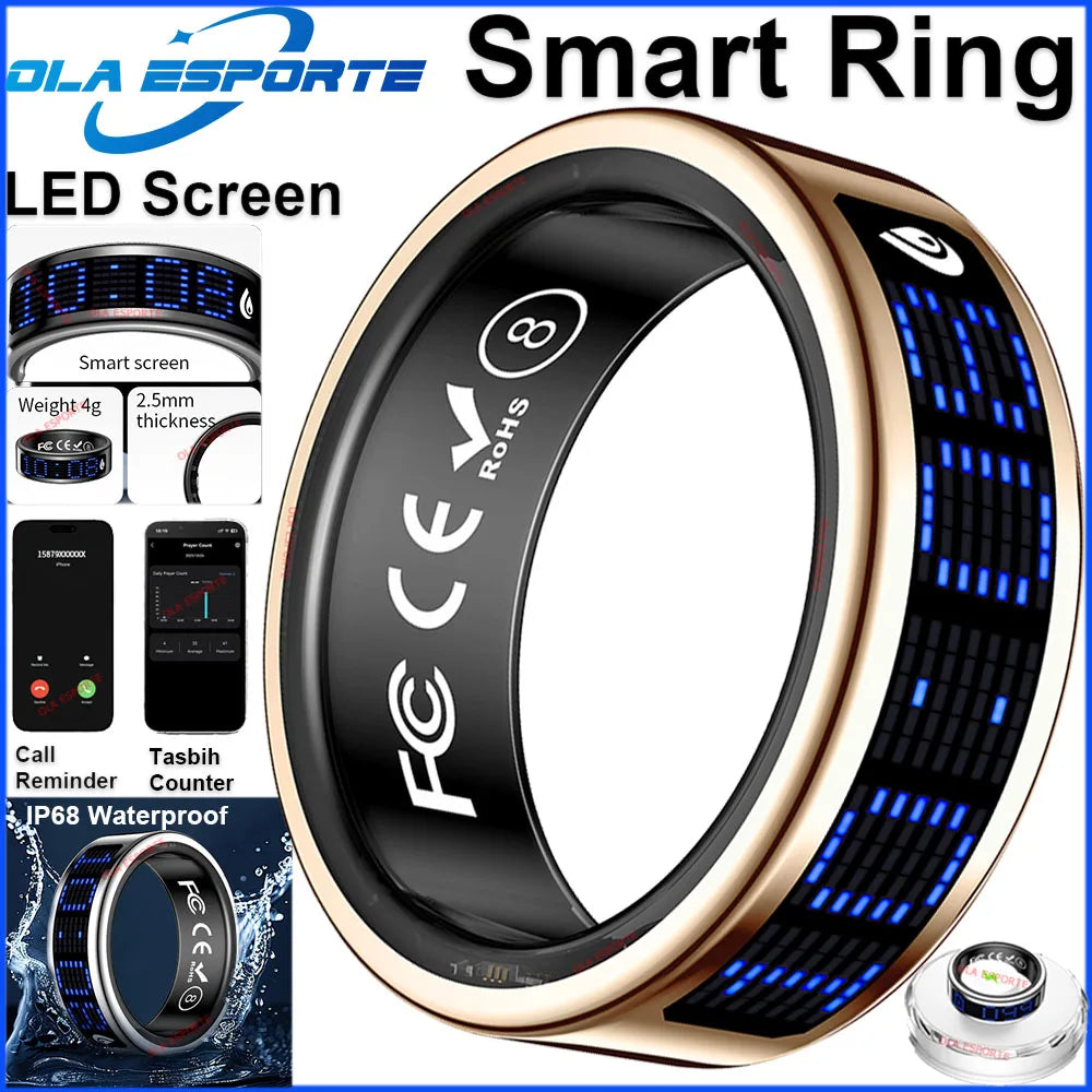 Ola Esporte Smart Ring LED Display Heart Rate Blood Oxygen