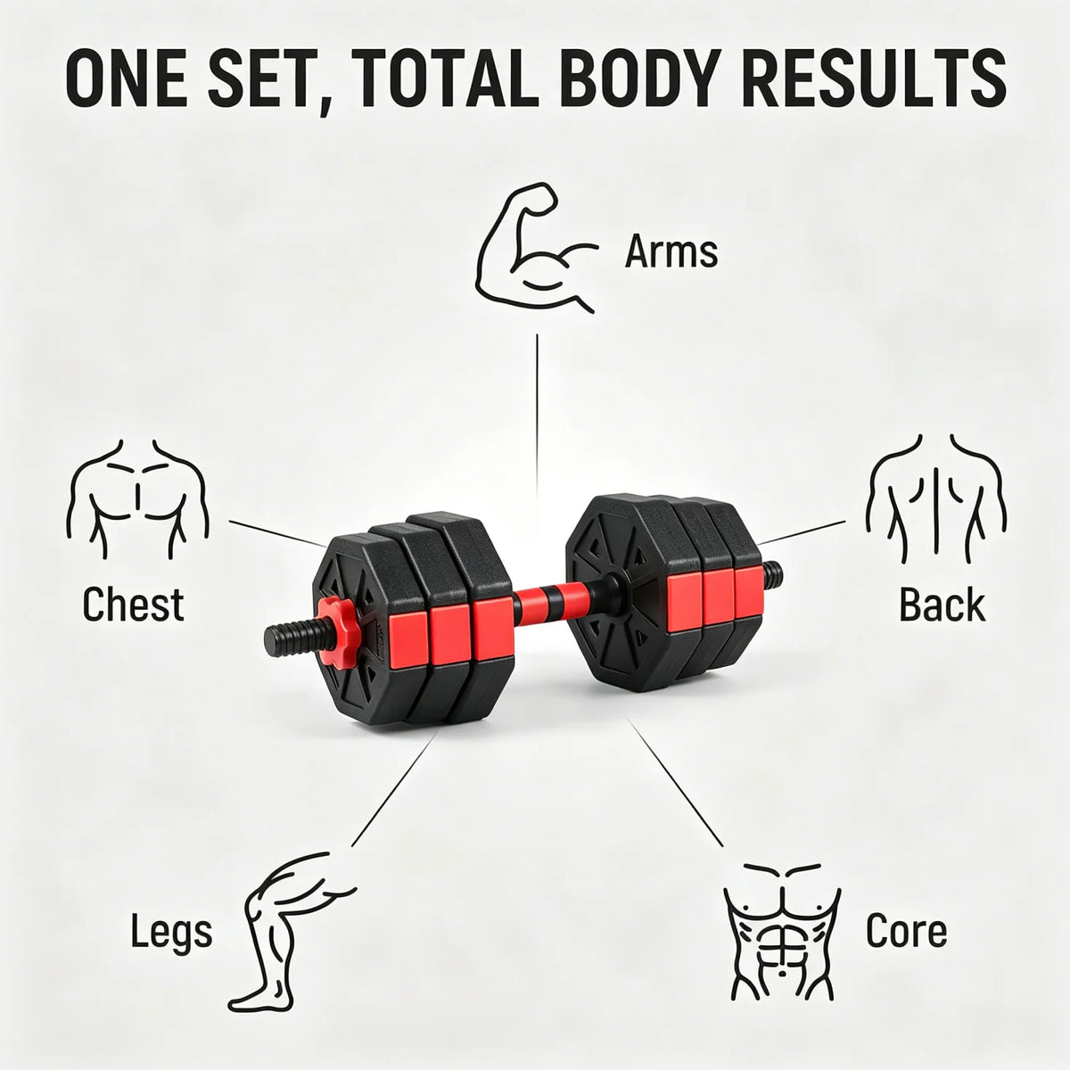 Adjustable Convertible Dumbbell Barbell Set For Home Strength Training
