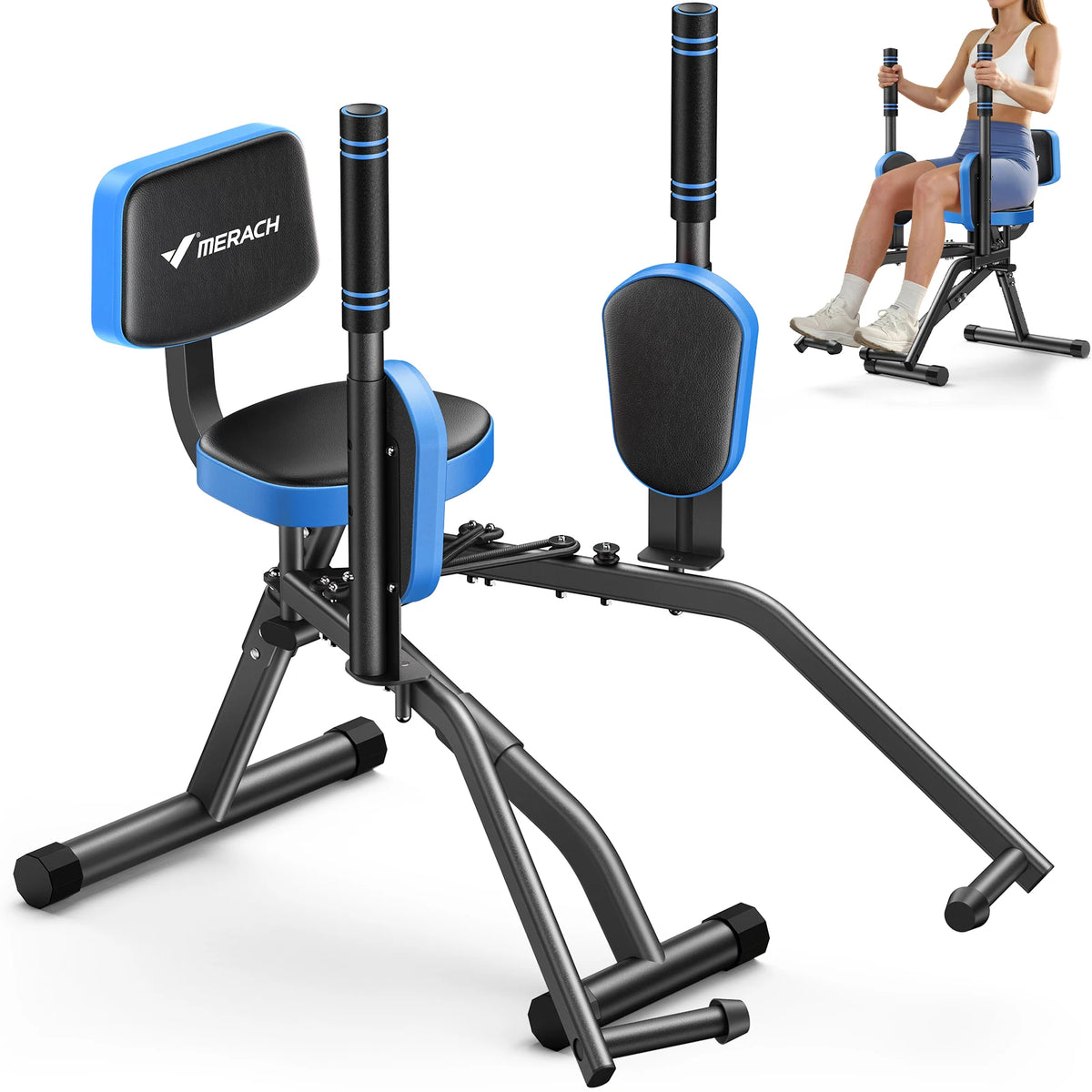 Merach Hip Abductor Machine Adjustable Resistance Glute Trainer With Bands