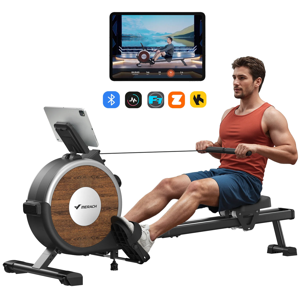 MERACH Magnetic Rowing Machine With Quiet Resistance And Bluetooth