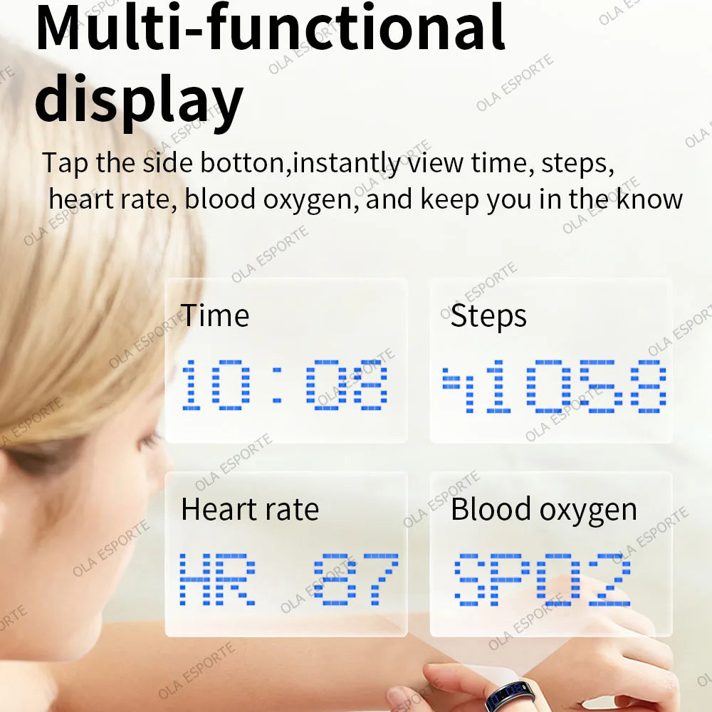 Ola Esporte Smart Ring LED Display Heart Rate Blood Oxygen