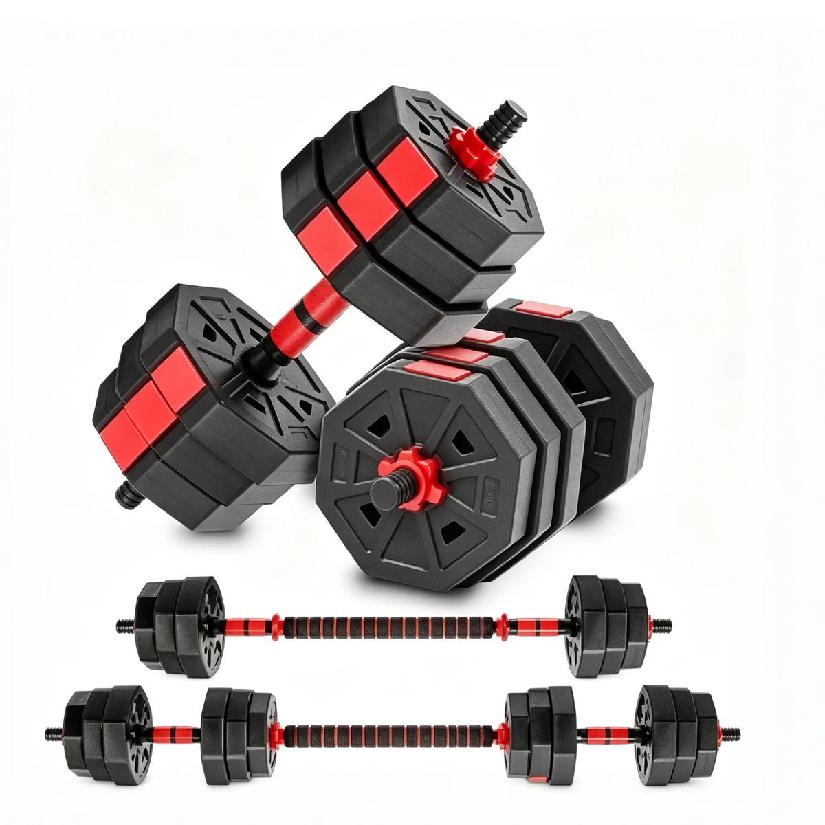Adjustable Convertible Dumbbell Barbell Set For Home Strength Training