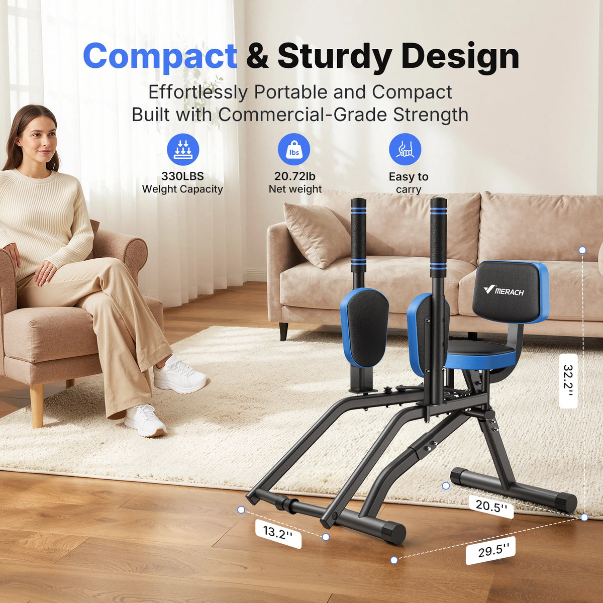 Merach Hip Abductor Machine Adjustable Resistance Glute Trainer With Bands