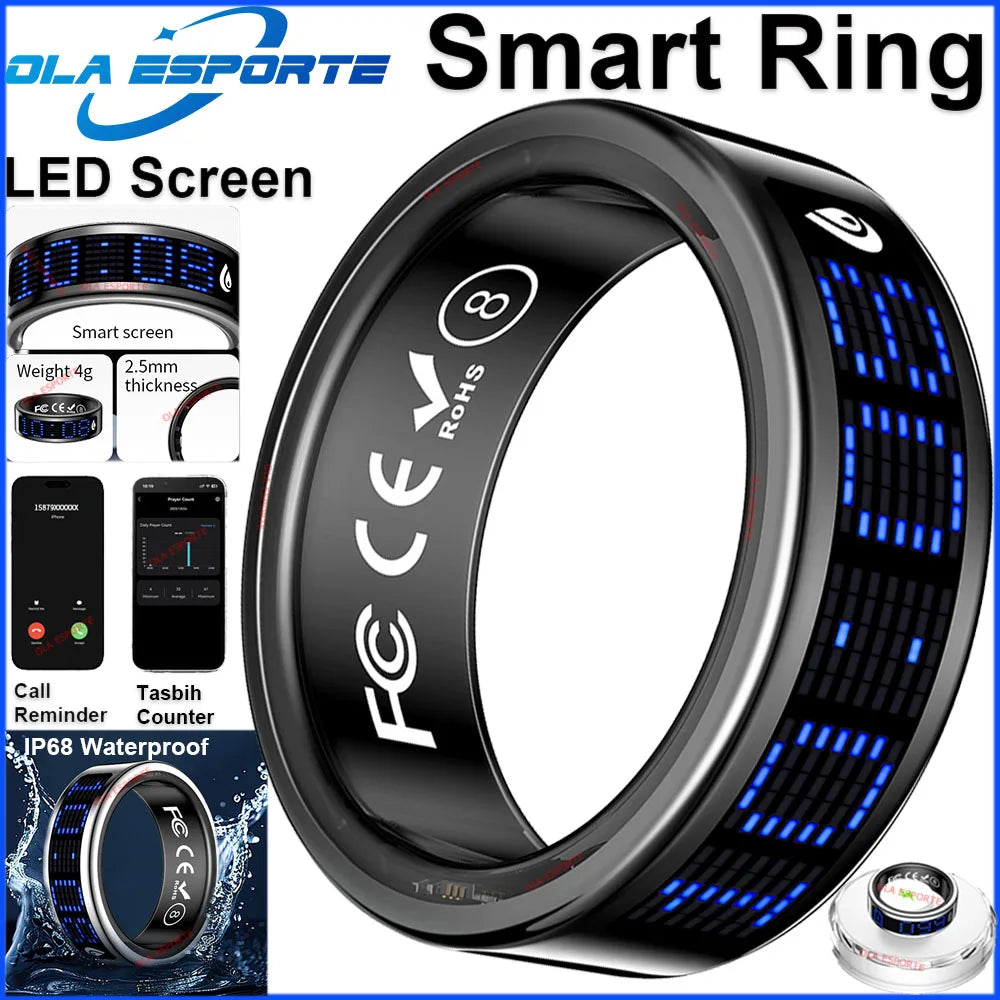 Ola Esporte Smart Ring LED Display Heart Rate Blood Oxygen