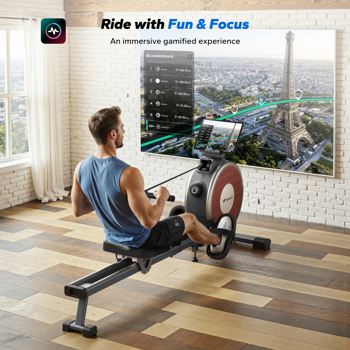 MERACH Magnetic Rowing Machine With Quiet Resistance And Bluetooth