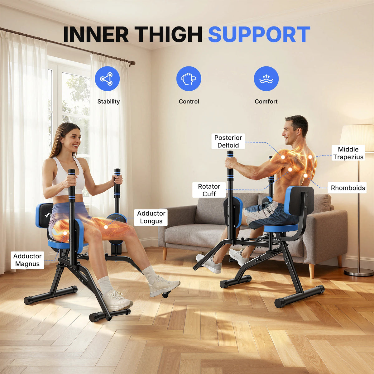 Merach Hip Abductor Machine Adjustable Resistance Glute Trainer With Bands