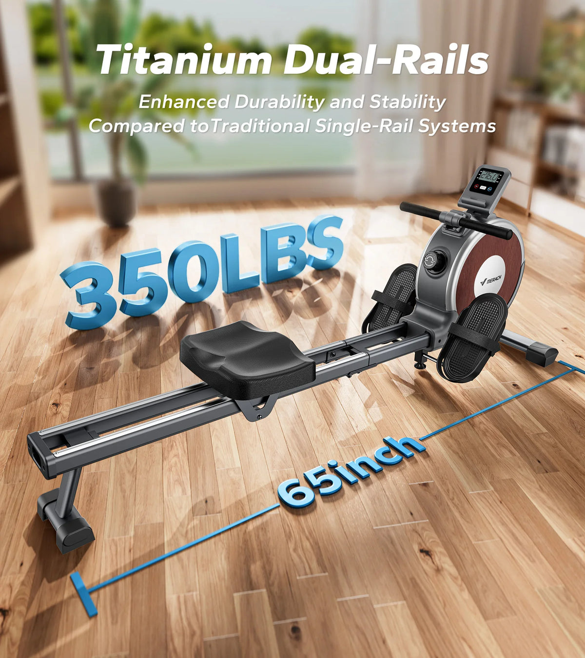 MERACH Magnetic Rowing Machine With Quiet Resistance And Bluetooth