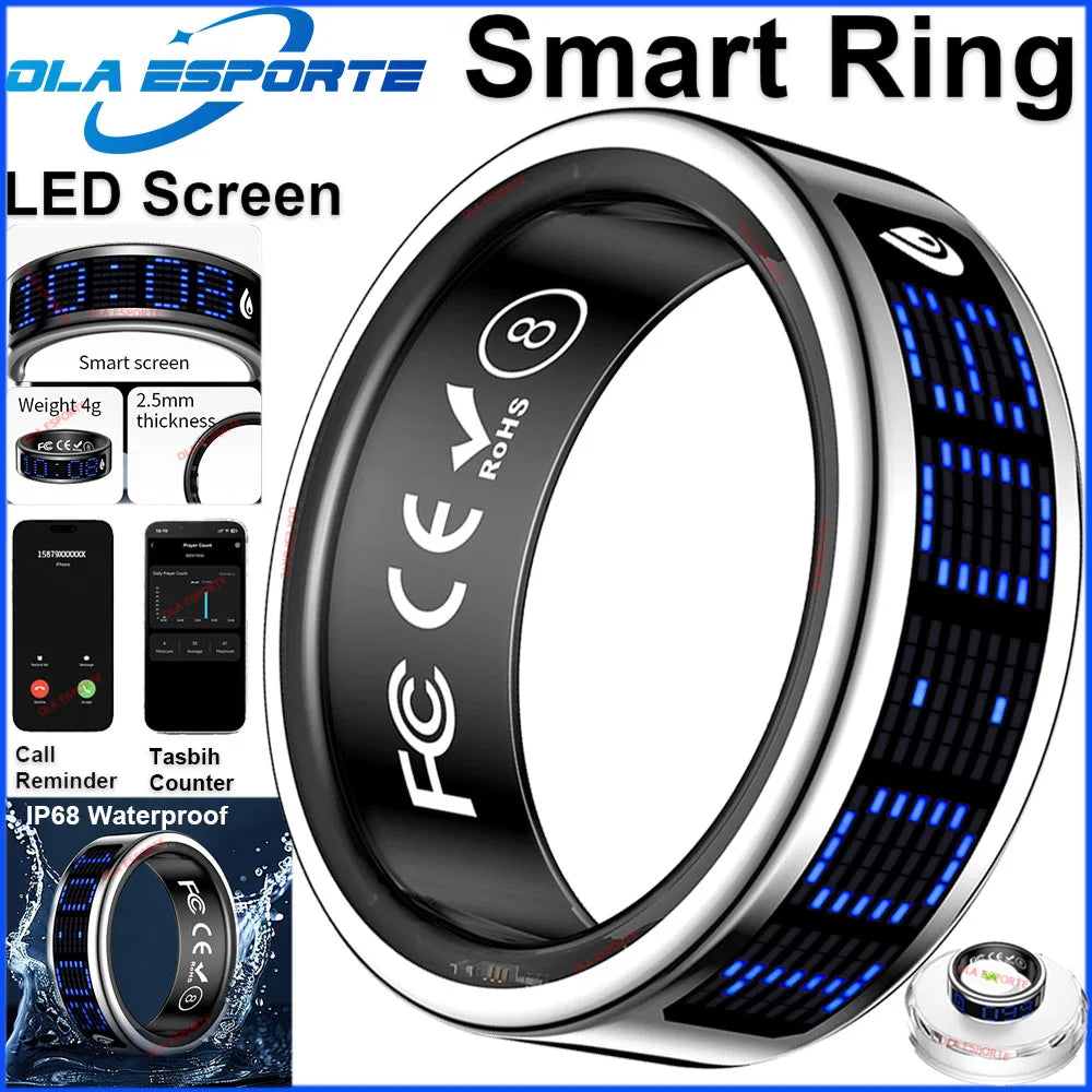 Ola Esporte Smart Ring LED Display Heart Rate Blood Oxygen