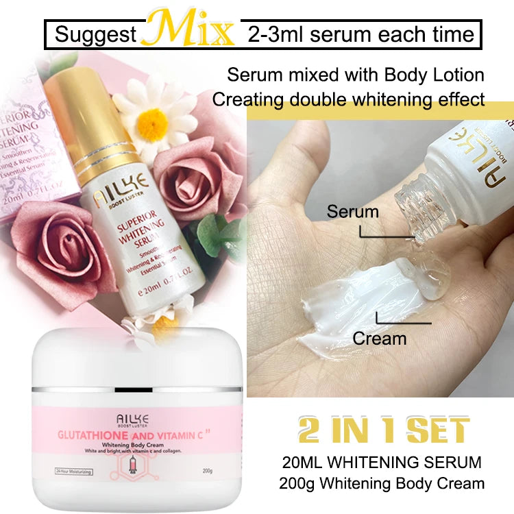 Ailke Glutathione Vitamin C Whitening Body Cream Reduces Dark Spots