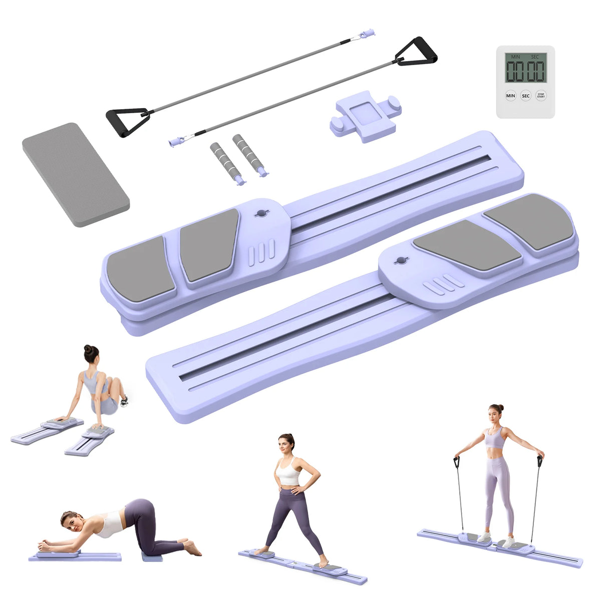 WSUEL 7-In-1 Pilates Reformer Portable Ab Trainer With Resistance Bands