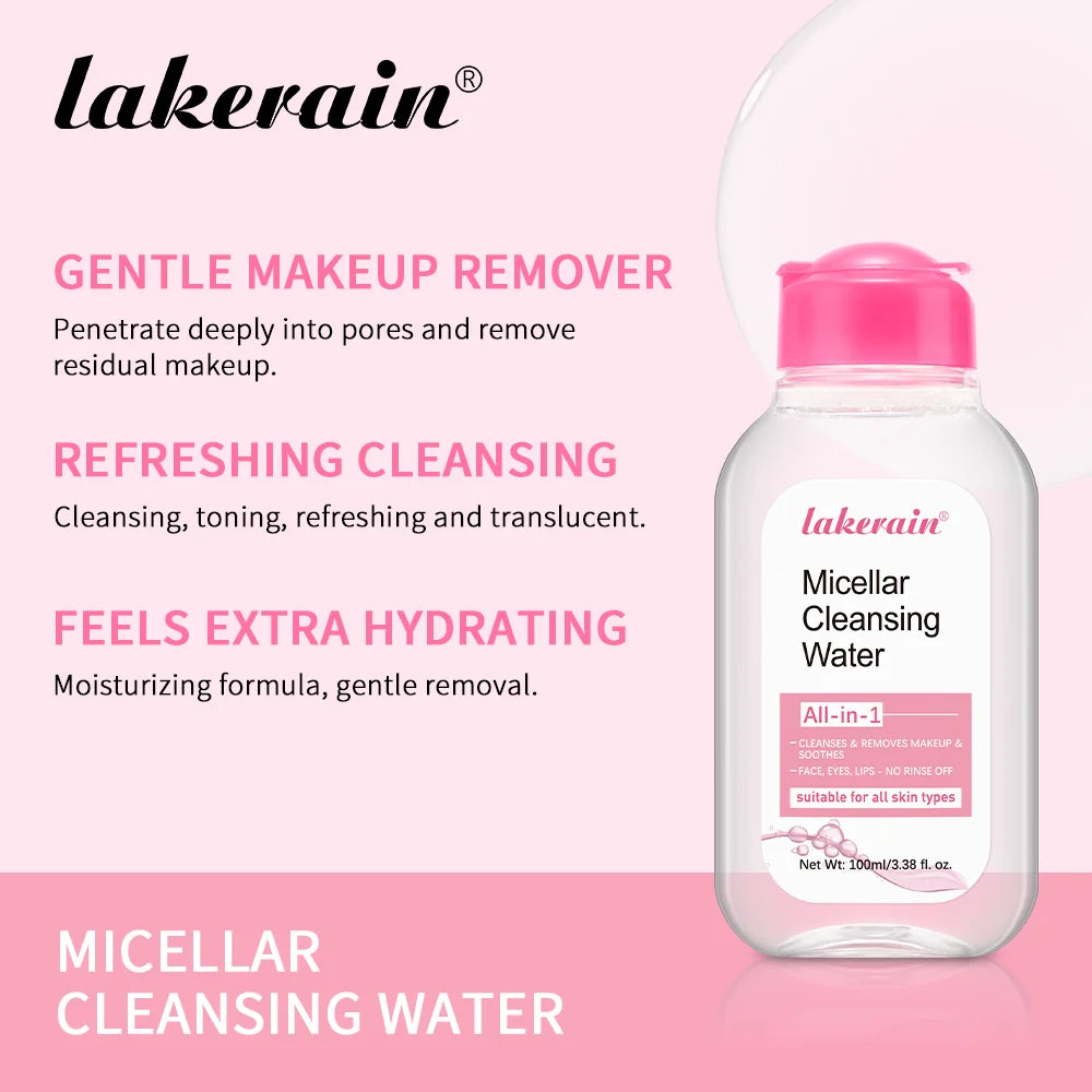 Lakerain Micellar Water Hydrating Facial Cleanser Gentle Makeup Remover