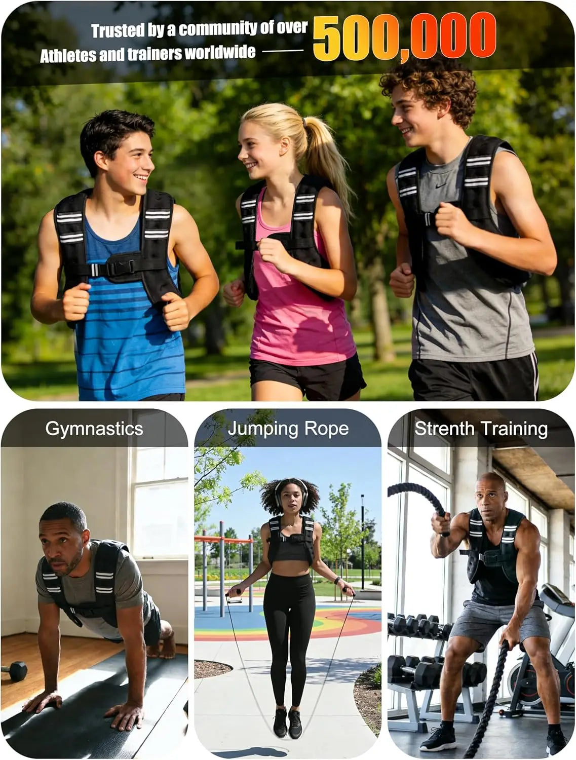 Adjustable Weighted Training Vest With Reflective Outdoor Fitness Design