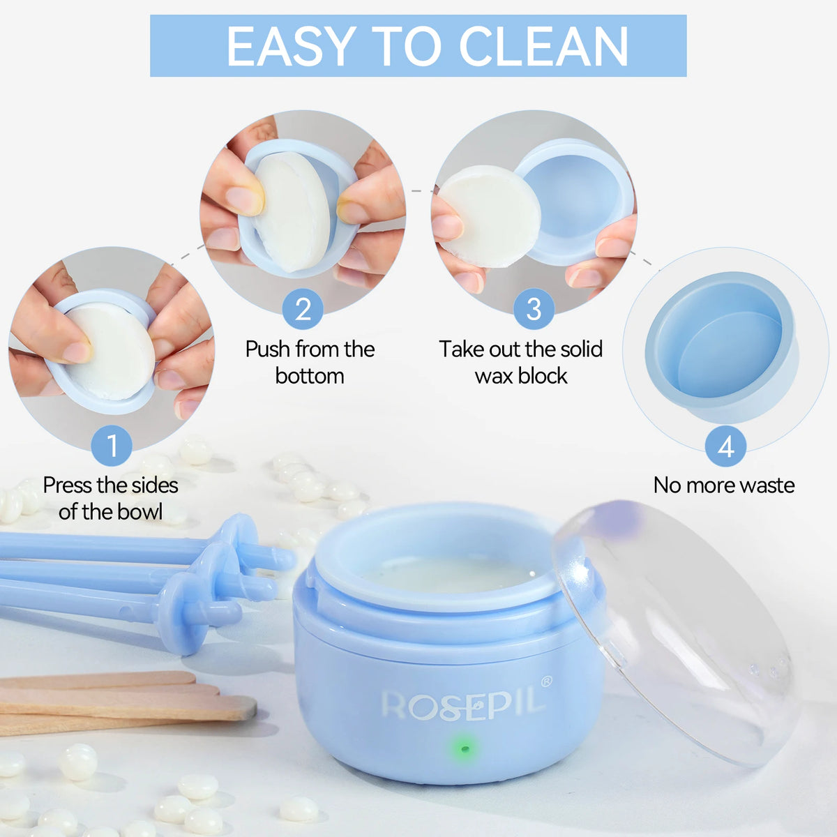 Rosepil Smart Wax Warmer Hair Removal Kit With Fast Charging