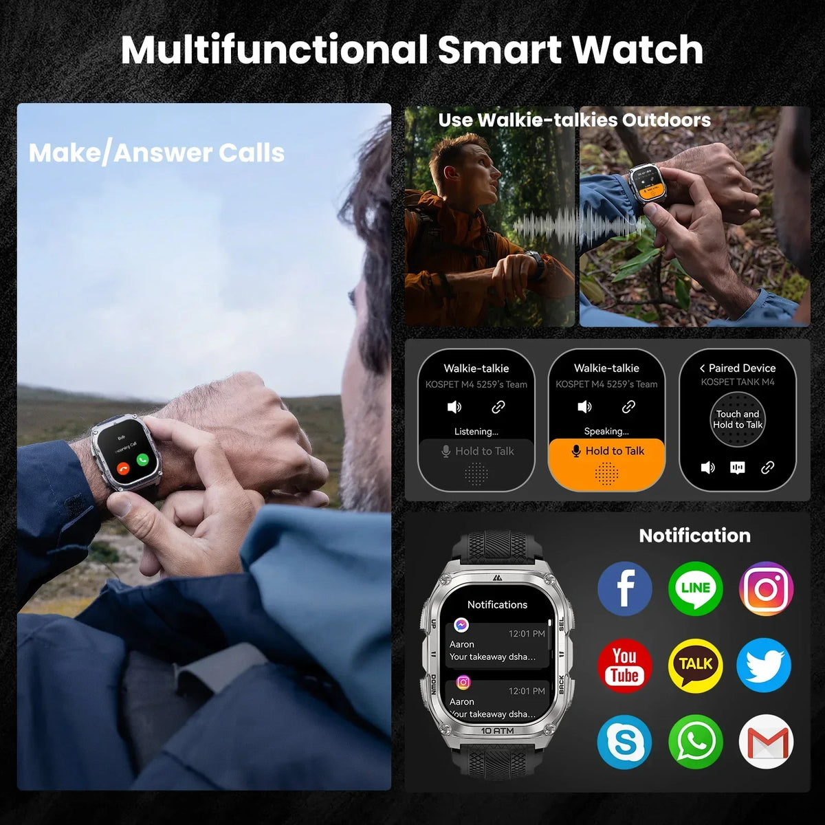 KOSPET Tank M4 Smart Watch With GPS And Health Monitoring