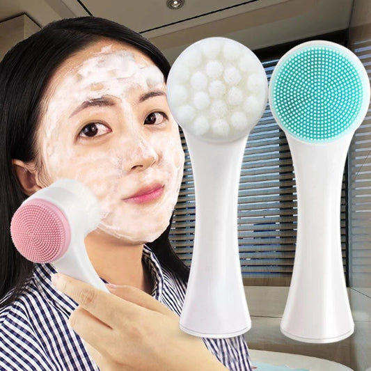 Double Sided Silicone Facial Cleansing Brush For Pore Cleaning