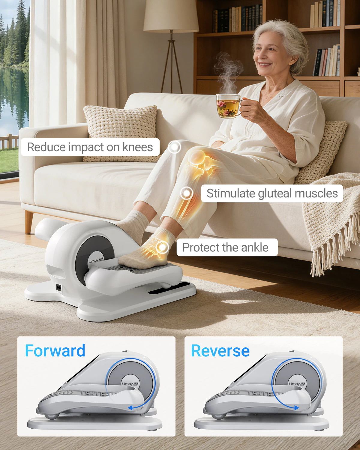 Umay Compact Electric Under Desk Elliptical Machine 12 Speed Remote