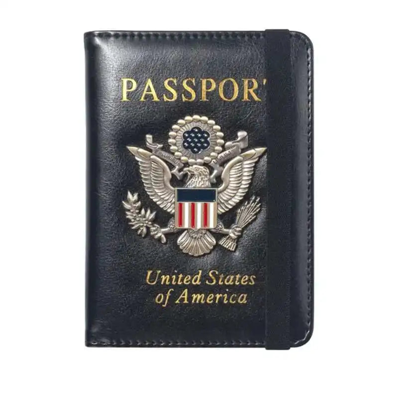 Portable Rfid Blocking Pu Leather Passport Travel Wallet Case