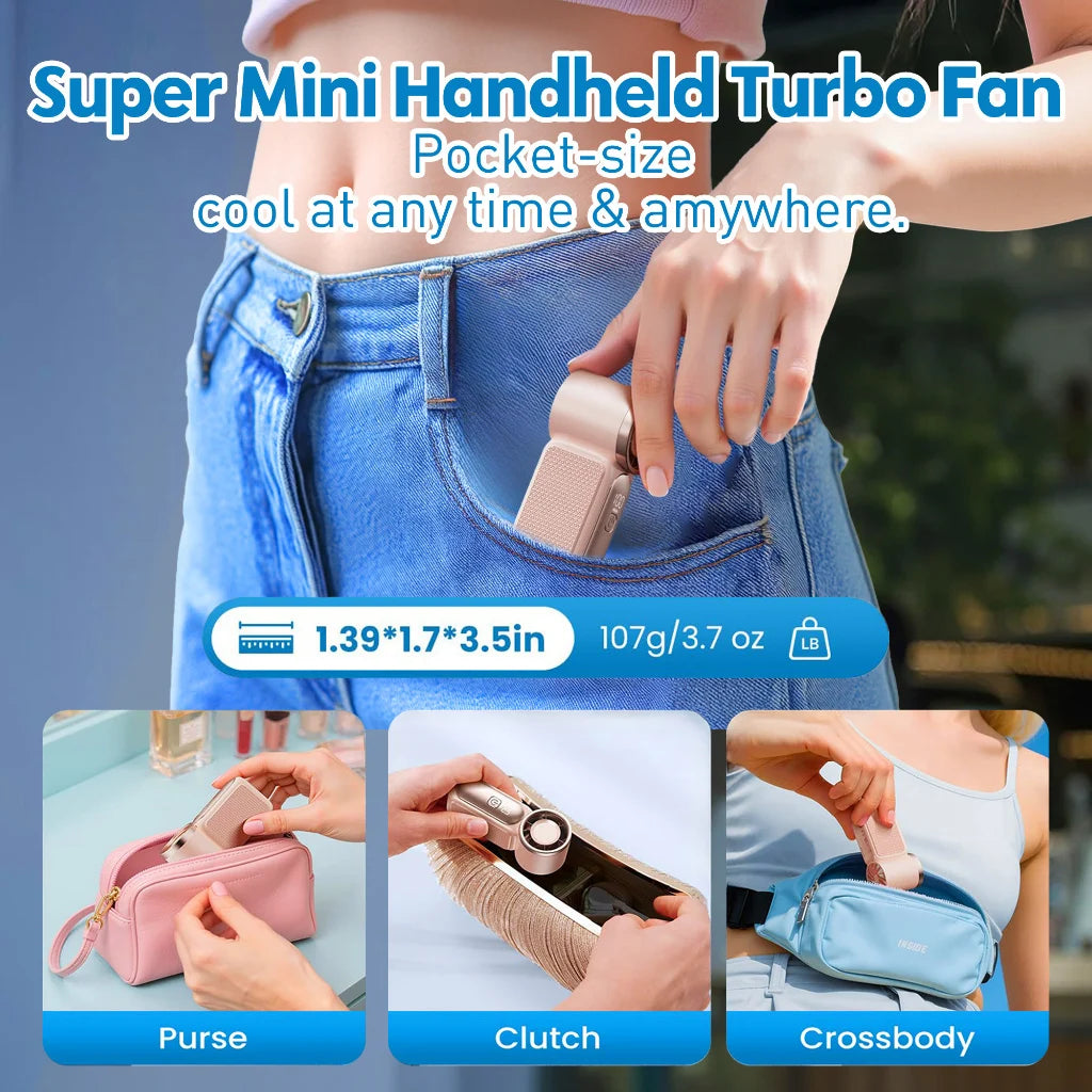 High Speed Mini Handheld Fan 3600mAh Portable Pocket Travel Cooler