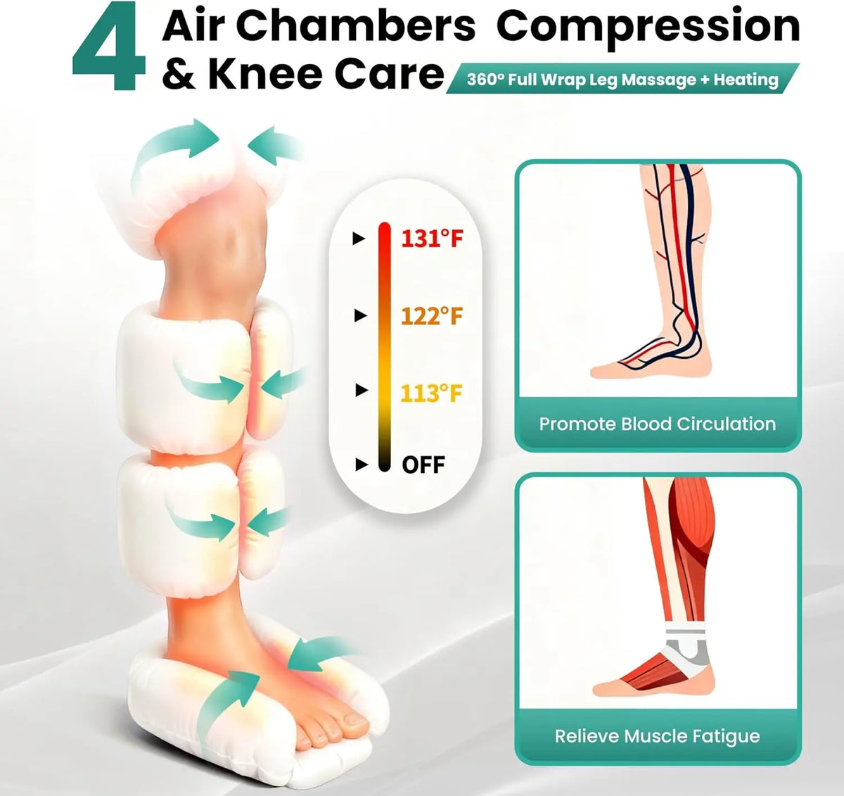 Air Compression Leg Massager With Heat For Circulation Relief
