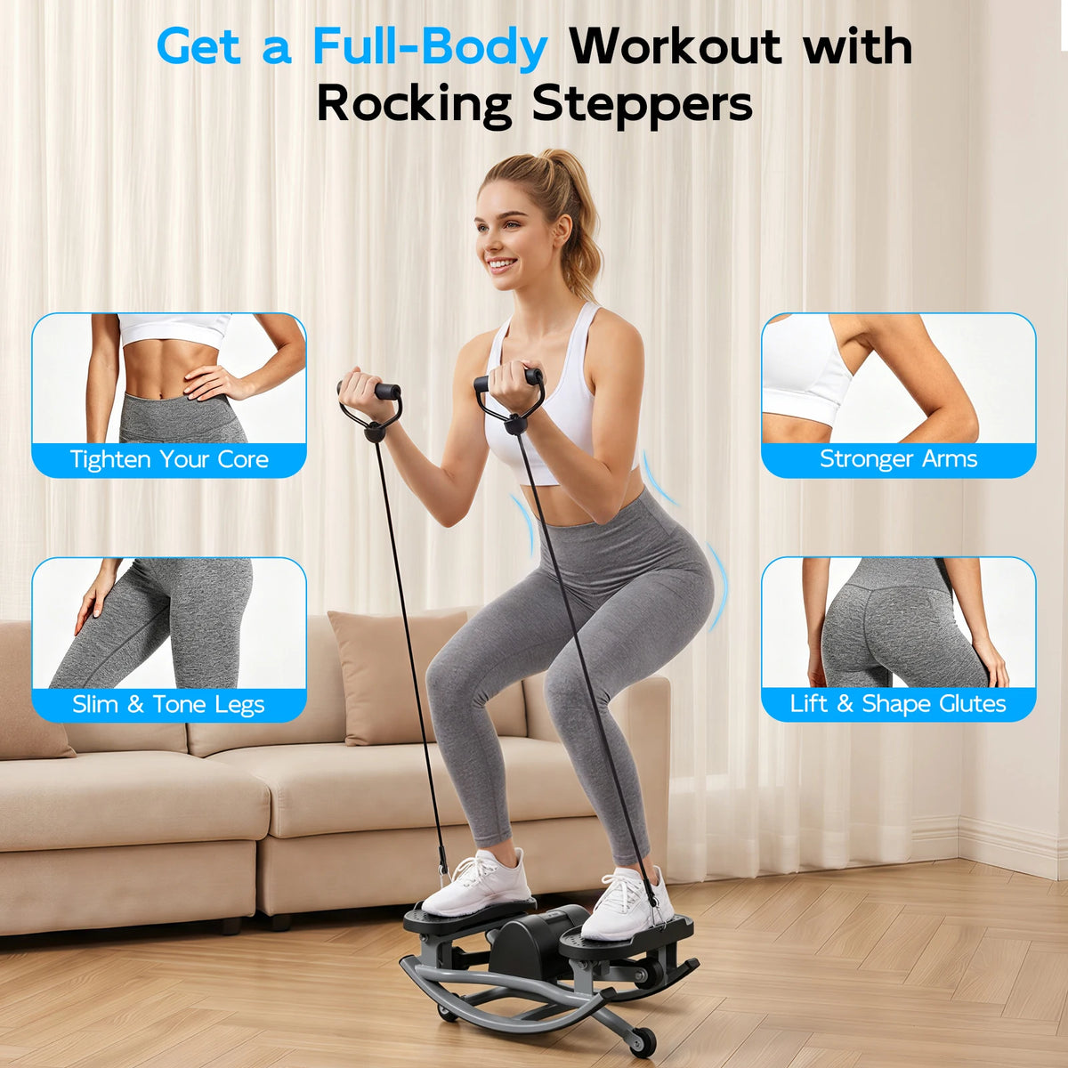 Intelligent Swing Stepper With Digital Display And Resistance Bands