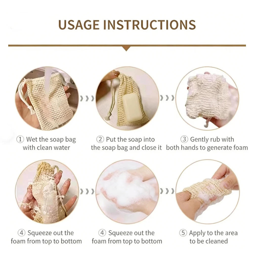 Natural Cotton Soap Saver Bags For Gentle Lathering And Care