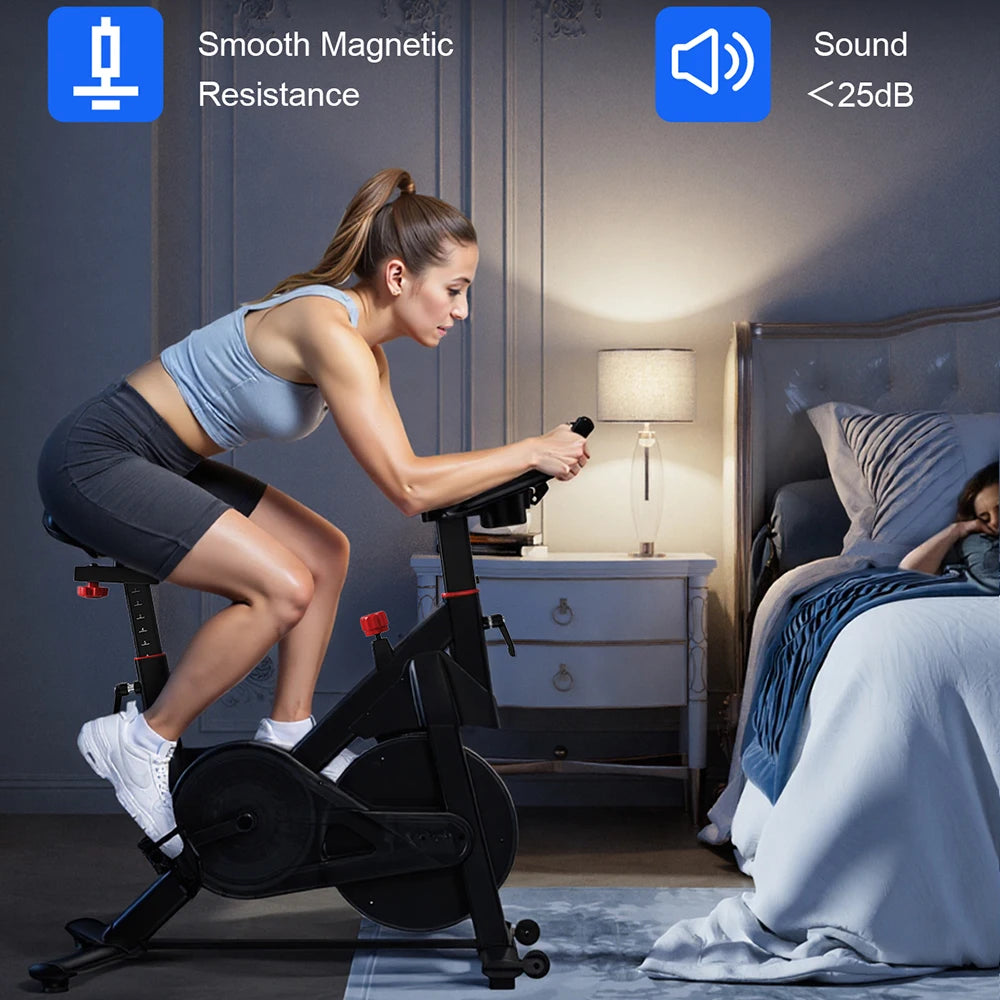 LACUFFY Magnetic Resistance Exercise Bike With Bluetooth Connectivity