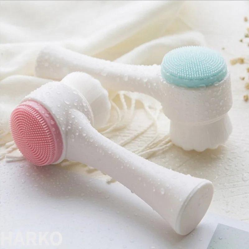 Double Sided Silicone Facial Cleansing Brush For Pore Cleaning