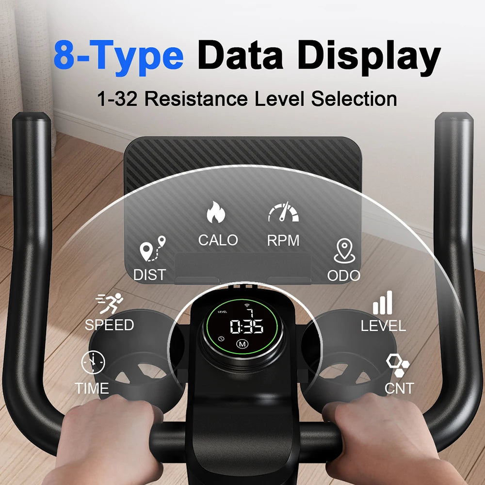 LACUFFY Magnetic Resistance Exercise Bike With Bluetooth Connectivity