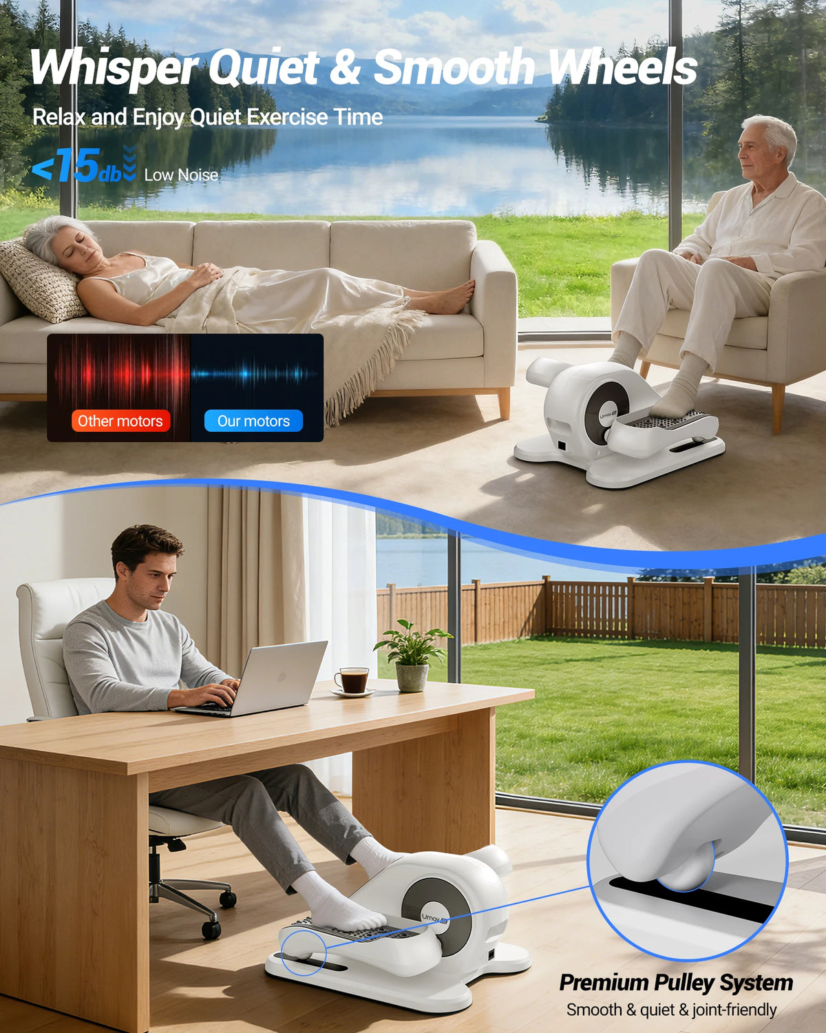 Umay Compact Electric Under Desk Elliptical Machine 12 Speed Remote