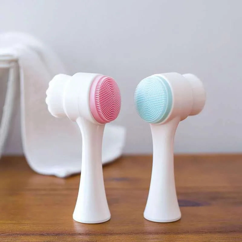 Double Sided Silicone Facial Cleansing Brush For Pore Cleaning