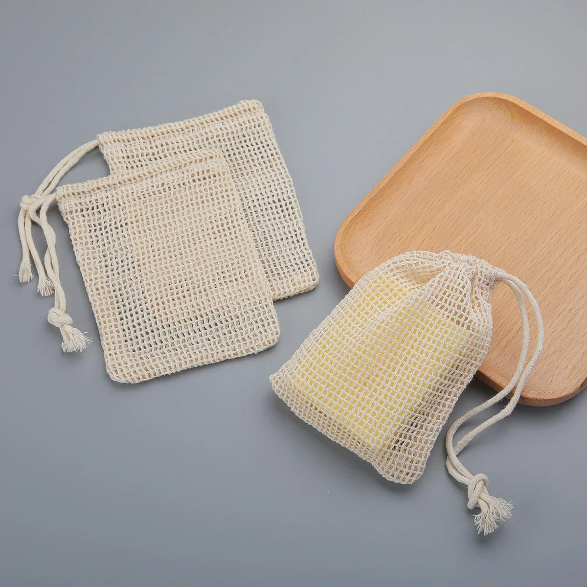 Natural Cotton Soap Saver Bags For Gentle Lathering And Care