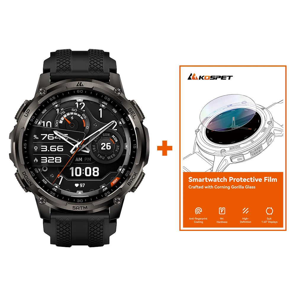 KOSPET T4C Rugged Smartwatch With GPS Fitness Health Tracking