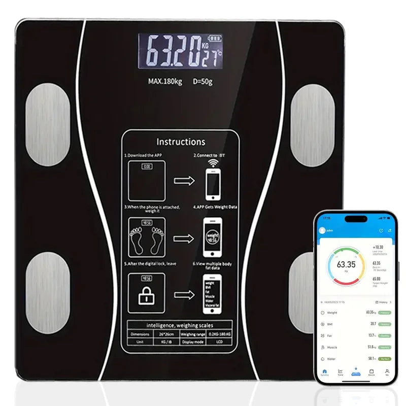 Smart Wireless Body Fat Scale With LED Digital Analysis