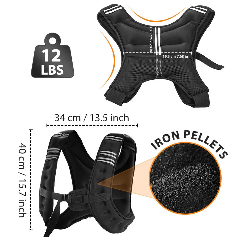 Adjustable Weighted Training Vest With Reflective Outdoor Fitness Design