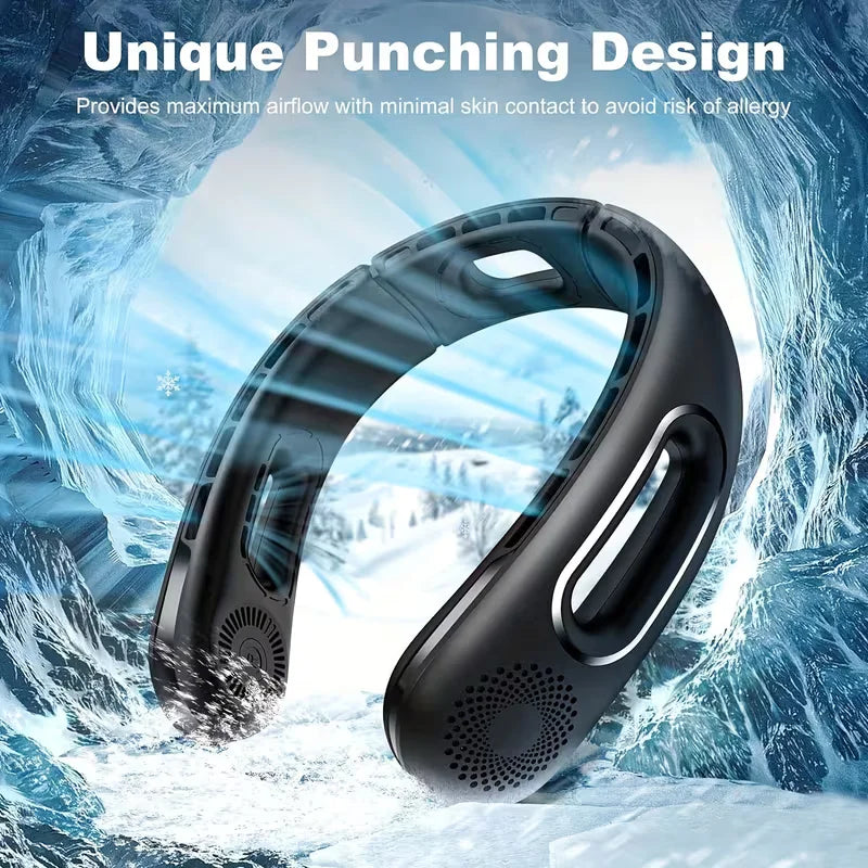 Portable Rechargeable Neck Fan Bladeless Hands Free 4 Speeds Travel