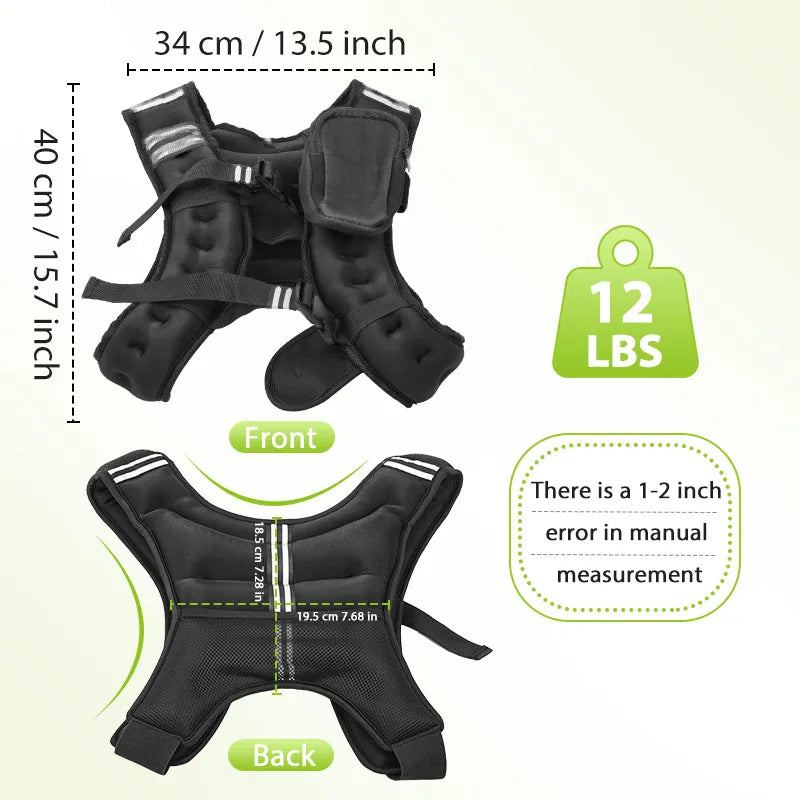Weighted Vest With Reflective Stripe Pocket For Strength Training