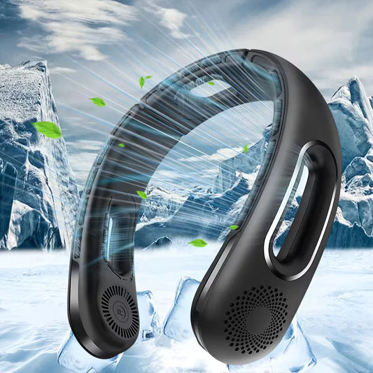 Portable Rechargeable Neck Fan Bladeless Hands Free 4 Speeds Travel