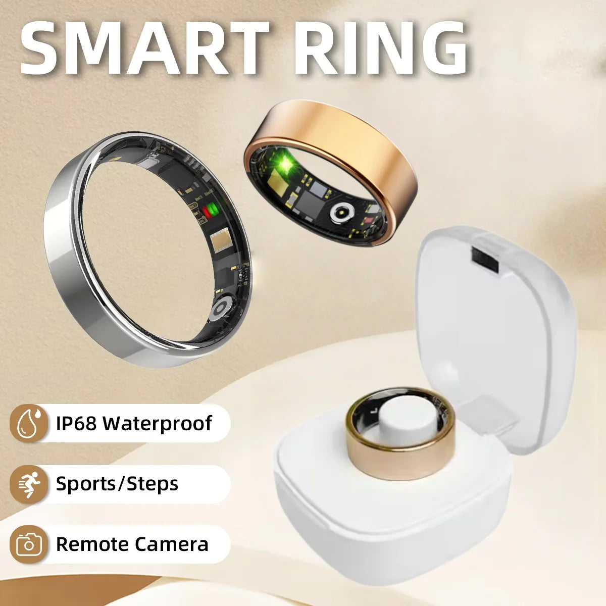Smart Ring Bluetooth Heart Rate And Blood Pressure Health Monitor