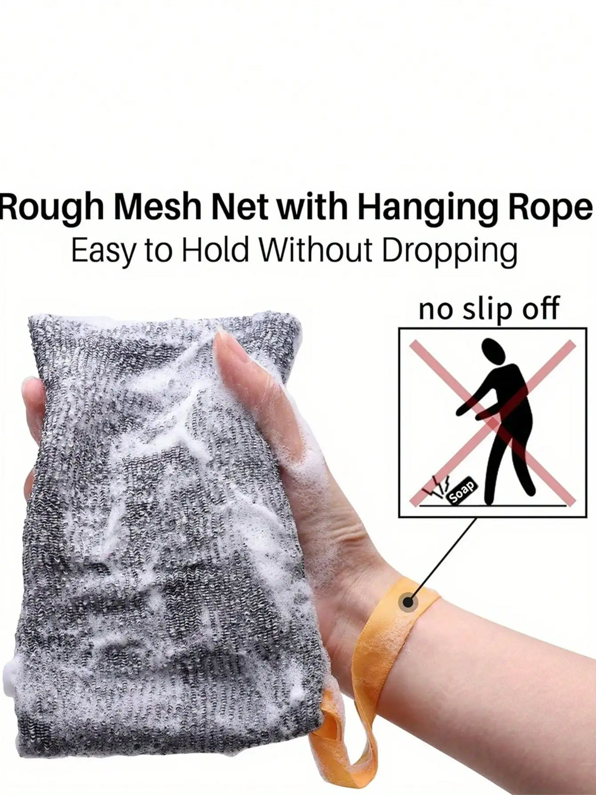 Exfoliating Mesh Soap Saver Bags With Hanging Cord And Net
